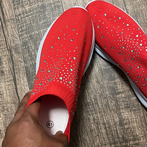 RED AND WHITE SNEAKERS FOR WOMEN SZ 41 (us 9-10) - Picture 3 of 3